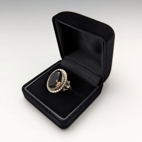 1976年 英国ヴィンテージ ジュエリー 大型ブラウンストーン 純銀リング 指輪